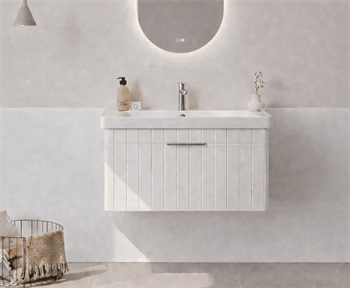 Orka Procıda 80 cm Mat Beyaz / Krom Kulplu ,Banyo Dolabı Alt Modül ve Lavabo, 5007213