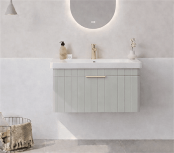 Orka Procıda 80 cm Mat Kaşmir / Altın Kulplu ,Banyo Dolabı Alt Modül ve Lavabo, 5007211