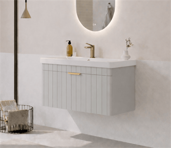Orka Procıda 80 cm Mat Kaşmir / Altın Kulplu ,Banyo Dolabı Alt Modül ve Lavabo, 5007211