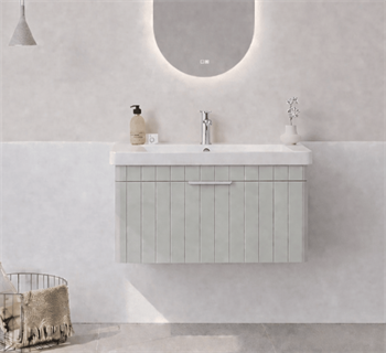 Orka Procıda 80 cm Mat Kaşmir / Krom Kulplu ,Banyo Dolabı Alt Modül ve Lavabo, 5007215