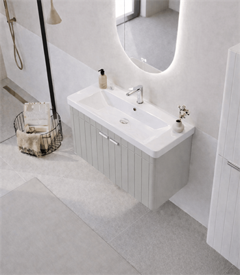 Orka Procıda 80 cm Mat Kaşmir / Krom Kulplu ,Banyo Dolabı Alt Modül ve Lavabo, 5007215