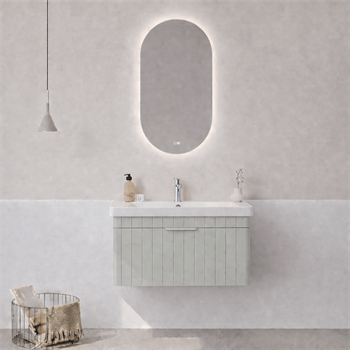 Orka Procıda Banyo Dolabı Takımı, 80 cm, Mat Kaşmir (Ledli Ayna-Krom Kulp), 5007239