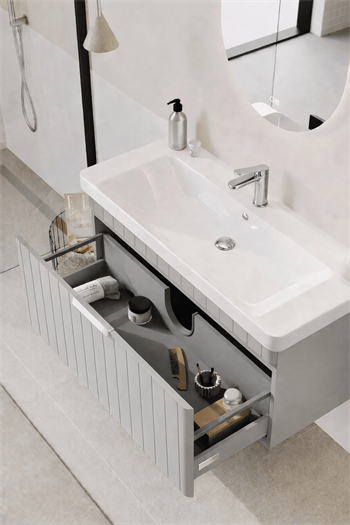 Orka Procıda Banyo Dolabı Takımı, 80 cm, Mat Kaşmir (Ledli Ayna-Krom Kulp), 5007239