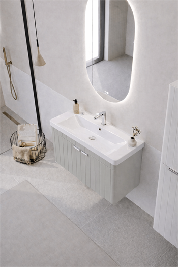 Orka Procıda Banyo Dolabı Takımı, 80 cm, Mat Kaşmir (Ledli Ayna-Krom Kulp), 5007239