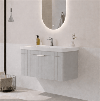 Orka Procıda 80 cm Mat Kaşmir / Krom Kulplu ,Banyo Dolabı Alt Modül ve Lavabo, 5007215