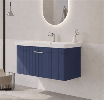 Orka Procıda 80 cm Mat Lacivert / Krom Kulplu ,Banyo Dolabı Alt Modül ve Lavabo, 5007216