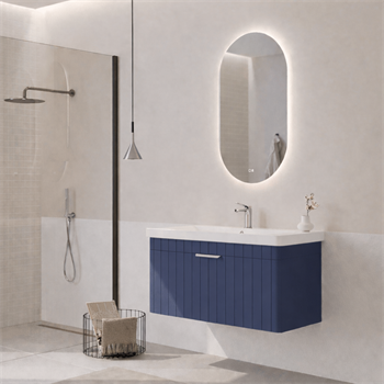 Orka Procıda Banyo Dolabı Takımı, 80 cm, Mat Lacivert (Ledli Ayna-Krom Kulp), 5007240