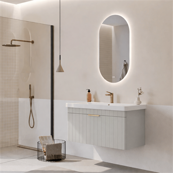 Orka Procıda Banyo Dolabı Takımı, 105 cm, Mat Kaşmir (Ledli Ayna-Altın Kulp), 5007243