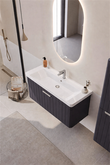 Orka Procıda Banyo Dolabı Takımı, 105 cm, Mat Antrasit (Ledli Ayna-Krom Kulp), 5007246