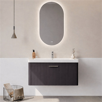 Orka Procıda Banyo Dolabı Takımı, 105 cm, Mat Antrasit (Ledli Ayna-Krom Kulp), 5007246