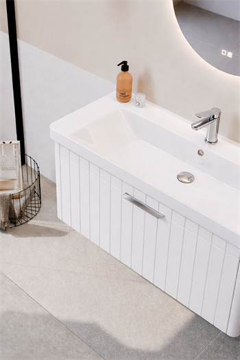 Orka Procıda Banyo Dolabı Takımı, 105 cm, Mat Beyaz (Ledli Ayna-Krom Kulp), 5007245