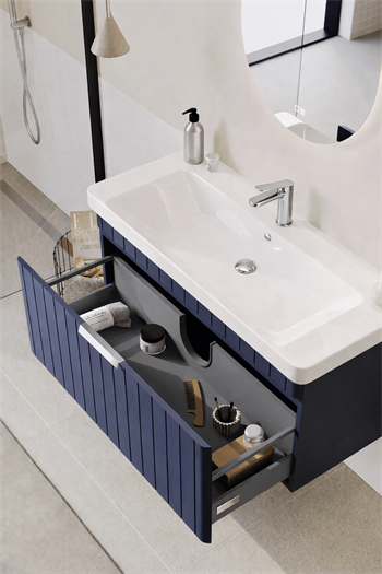 Orka Procıda Banyo Dolabı Takımı, 105 cm, Mat Lacivert (Ledli Ayna-Krom Kulp), 5007248