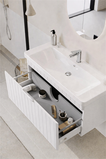 Orka Procıda Banyo Dolabı Takımı, 105 cm, Mat Beyaz (Ledli Ayna-Krom Kulp), 5007245