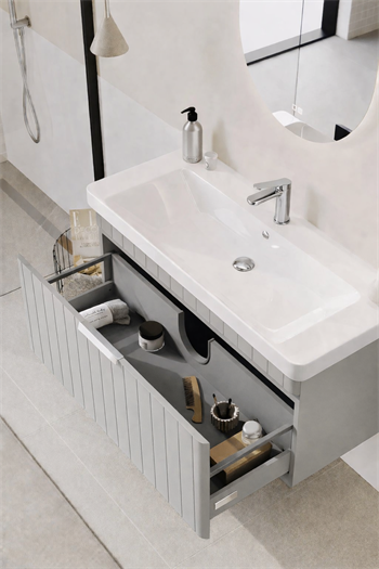 Orka Procıda Banyo Dolabı Takımı, 105 cm, Mat Kaşmir (Ledli Ayna-Krom Kulp), 5007247