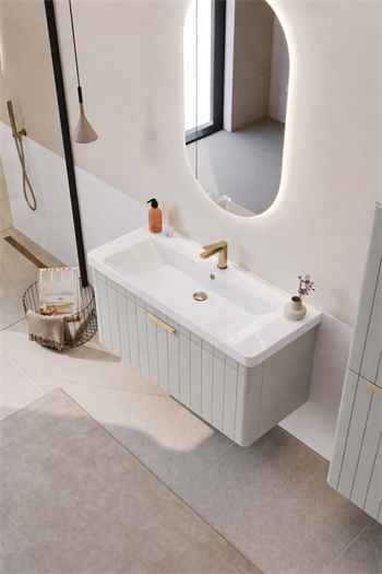 Orka Procıda Banyo Dolabı Takımı, 105 cm, Mat Kaşmir (Ledli Ayna-Altın Kulp), 5007243