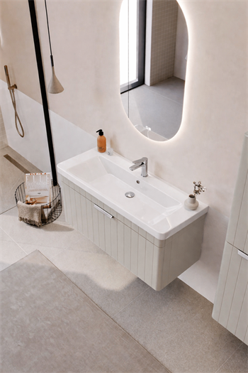 Orka Procıda Banyo Dolabı Takımı, 105 cm, Mat Kaşmir (Ledli Ayna-Krom Kulp), 5007247