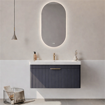 Orka Procıda Banyo Dolabı Takımı, 105 cm, Mat Antrasit (Ledli Ayna-Altın Kulp), 5007242