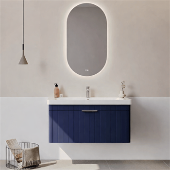 Orka Procıda Banyo Dolabı Takımı, 105 cm, Mat Lacivert (Ledli Ayna-Krom Kulp), 5007248