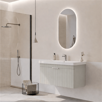 Orka Procıda Banyo Dolabı Takımı, 105 cm, Mat Kaşmir (Ledli Ayna-Krom Kulp), 5007247