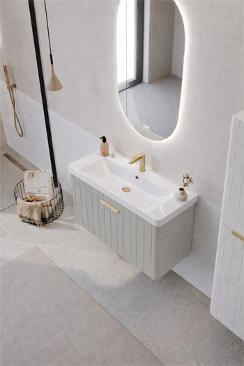 Orka Procıda Banyo Dolabı Takımı, 80 cm, Mat Kaşmir (Ledli Ayna-Altın Kulp), 5007235