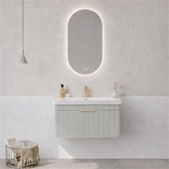 Orka Procıda Banyo Dolabı Takımı, 80 cm, Mat Kaşmir (Ledli Ayna-Altın Kulp), 5007235