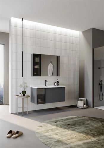 Orka Pure 100 cm Mat Antrasit Banyo Dolabı Takımı