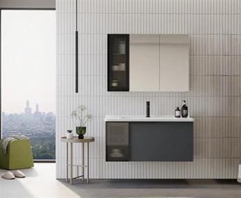 Orka Pure 100 cm Mat Antrasit Banyo Dolabı Takımı