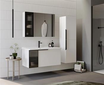 Orka Pure 100 cm Mat Beyaz Banyo Dolabı Takımı