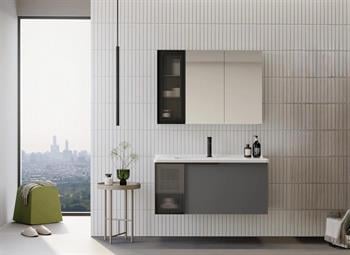 Orka Pure 100 cm Mat Gri Banyo Dolabı Takımı