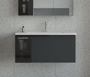 Orka Pure 80 cm Antrasit Banyo Dolabı Alt Modül ve Lavabo