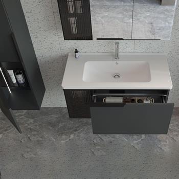 Orka Pure 80 cm Antrasit Banyo Dolabı Alt Modül ve Lavabo