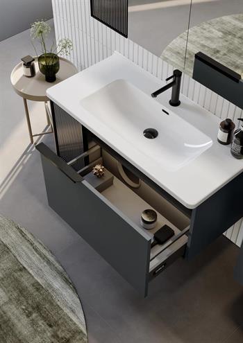 Orka Pure 80 cm Antrasit Banyo Dolabı Alt Modül ve Lavabo