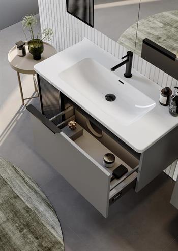 Orka Pure 80 cm Gri Banyo Dolabı Alt Modül ve Lavabo