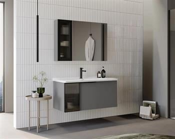 Orka Pure 80 cm Mat Gri Banyo Dolabı Takımı