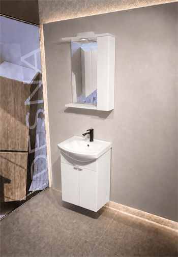 Orka Purus 55 cm ,Parlak Beyaz, Banyo Dolabı Takımı (Asma,Spotlu Ayna), 5008287