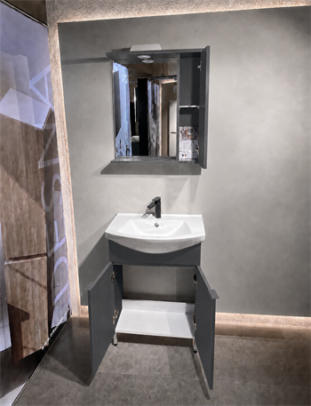 Orka Purus 65 cm ,Mat Antrasit, Banyo Dolabı Takımı (Ayaklı,Spotlu Ayna), 5008439