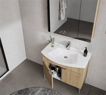 Orka Purus 80 cm ,Budva, Banyo Dolabı Takımı (Ayaklı,Dolaplı Ayna), 5008483