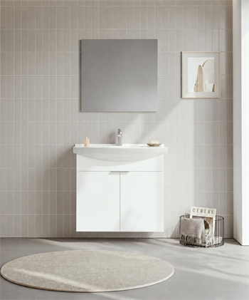 Orka Purus 80 cm ,Parlak Beyaz, Banyo Dolabı Takımı (Asma,Düz Ayna), 5008326