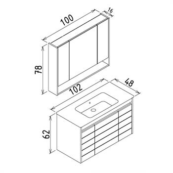 Orka Ricato 100 cm Kiraz Banyo Dolabı Alt Modül ve Lavabo