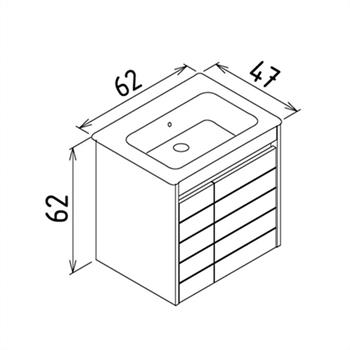 Orka Ricato 60 cm Kiraz Banyo Dolabı Alt Modül ve Lavabo