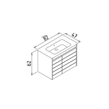 Orka Ricato 80 cm Kiraz Banyo Dolabı Alt Modül ve Lavabo