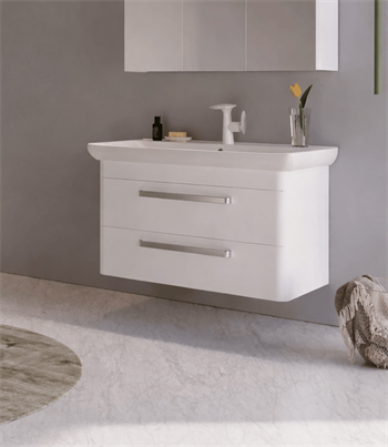 Orka Rose 100 cm Lake Parlak Beyaz Banyo Dolabı Alt Modül ve Lavabo, 5001769