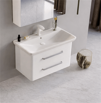 Orka Rose 100 cm Lake Parlak Beyaz Banyo Dolabı Alt Modül ve Lavabo, 5001769