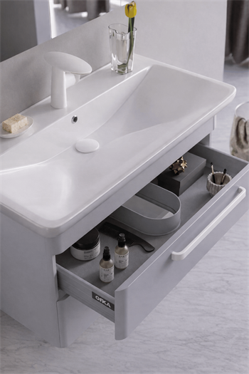 Orka Rose 100 cm Lake Parlak Gri Banyo Dolabı Alt Modül ve Lavabo, 5001771