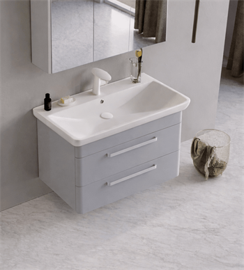 Orka Rose 100 cm Lake Parlak Gri Banyo Dolabı Alt Modül ve Lavabo, 5001771