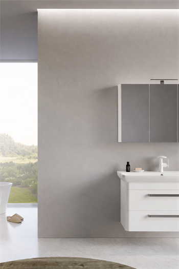 Orka Rose Banyo Dolabı Takımı, 100 cm, Lake Parlak Beyaz (Dolaplı-Ledli Ayna), 5000521