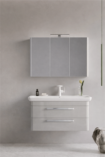 Orka Rose Banyo Dolabı Takımı, 100 cm, Lake Parlak Kaşmir (Dolaplı-Ledli Ayna), 5000526