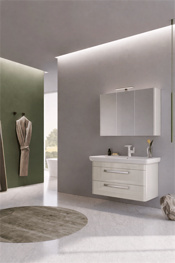 Orka Rose Banyo Dolabı Takımı, 100 cm, Lake Parlak Kaşmir (Dolaplı-Ledli Ayna), 5000526