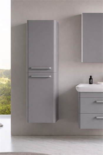 Orka Rose 40 cm Lake Parlak Gri Banyo Boy Çamaşır Dolabı, 3001942