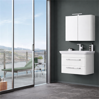 Orka Rose Banyo Dolabı Takımı, 80 cm, Lake Parlak Beyaz (Dolaplı Ayna-Ledli Ayna), 5000667